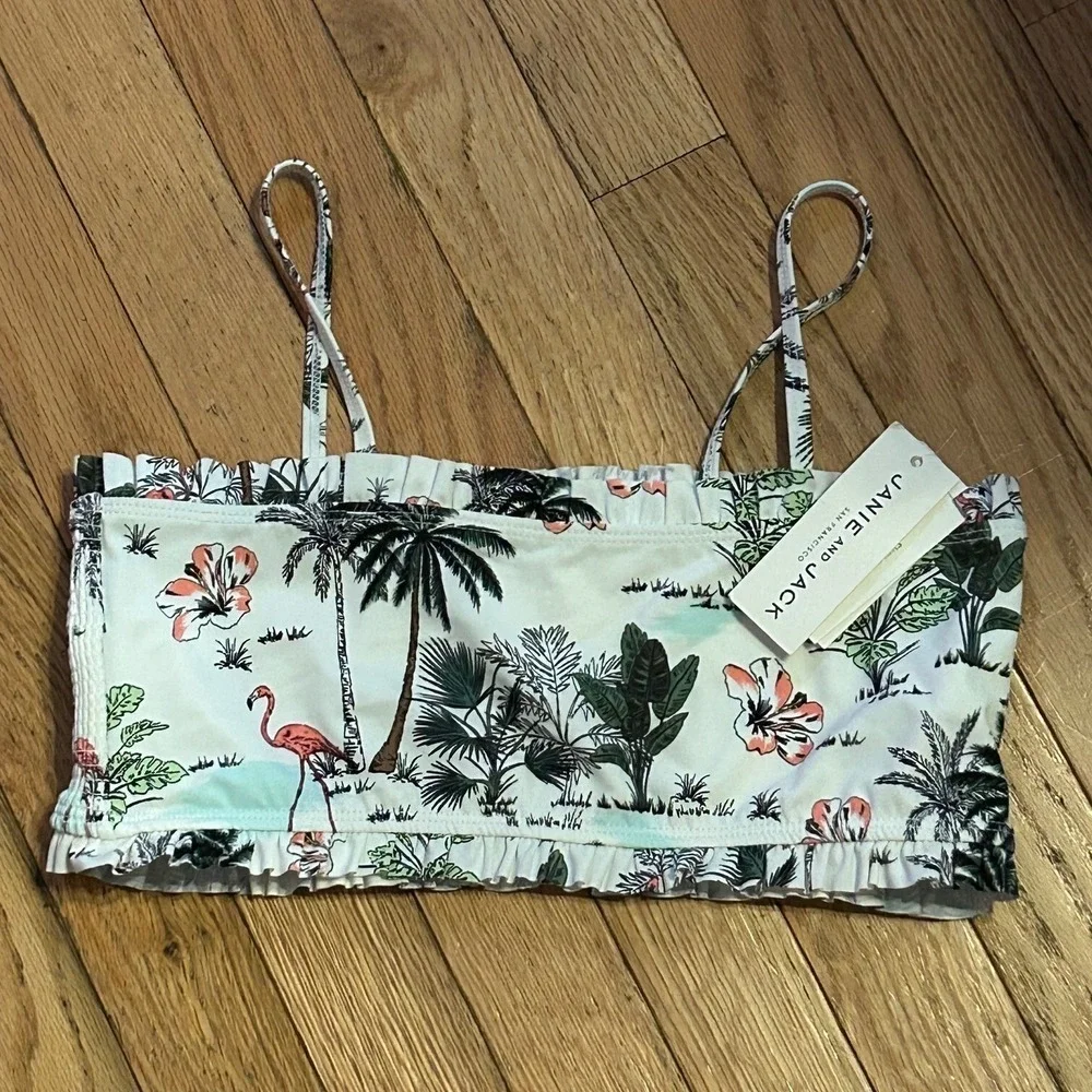 Janie and Jack NWT Girls Bikini Top White Floral Print Size 18‎  T25-24